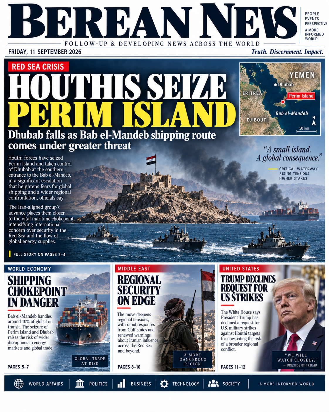 Houthis seize Perim Island and Dhubab as Bab el-Mandeb crisis escalates — Middle East · world