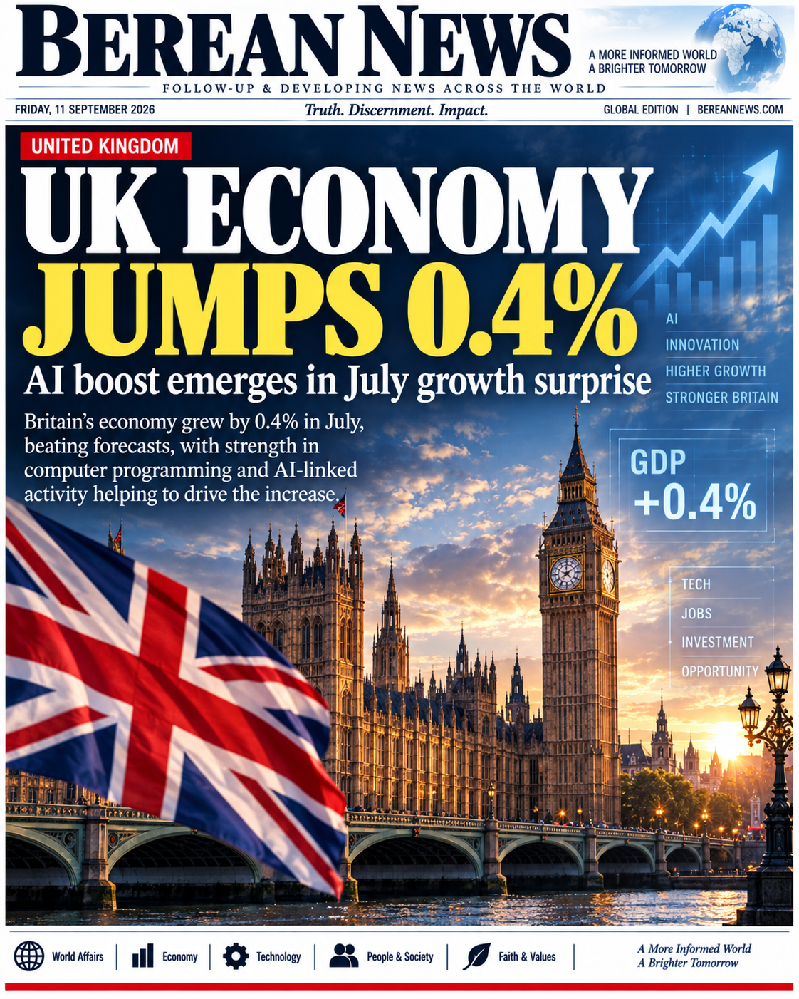 UK economy grows 0.4% as computer programming and AI-related activity surge — United Kingdom · business
